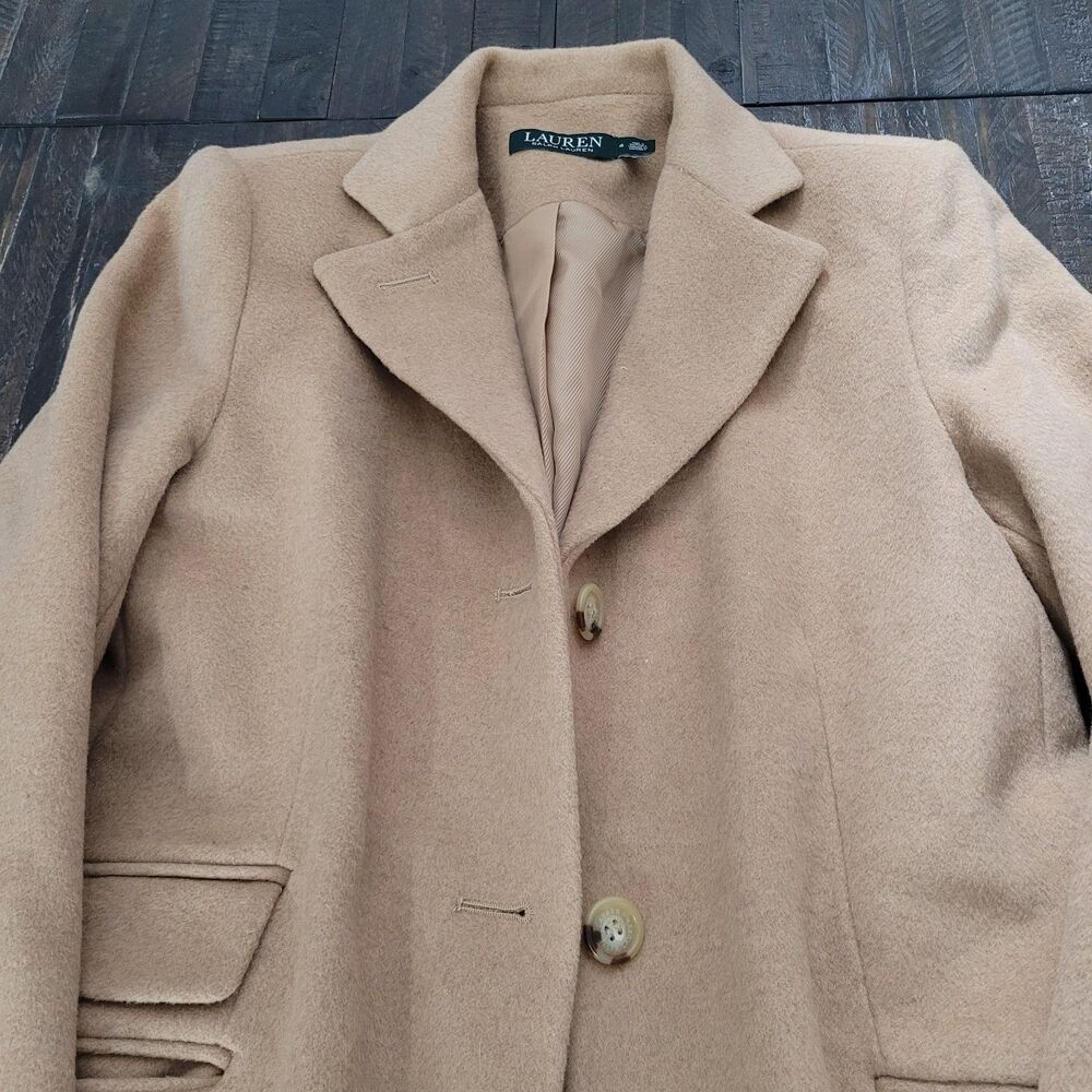 Lauren Ralph Lauren Camel Wool Blend Reefer Coat Women's Size 4 Small